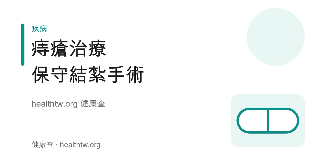 痔瘡保守治療、橡皮筋結紮與手術階梯式治療衛教示意圖