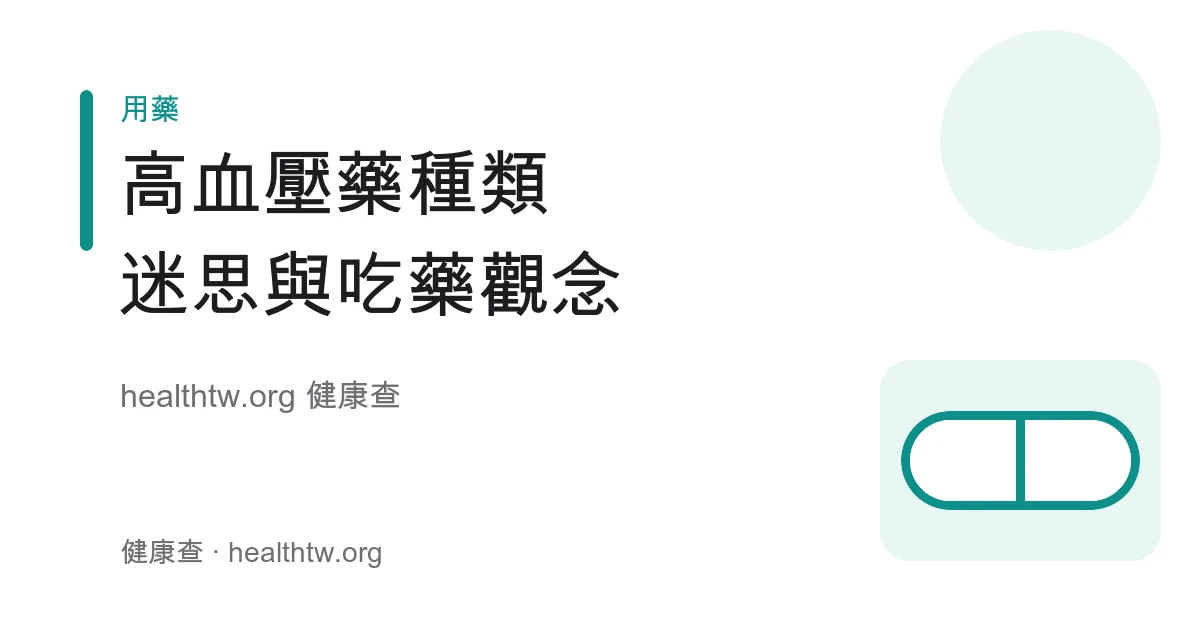 高血壓藥物種類、常見迷思與規律服藥觀念衛教示意圖