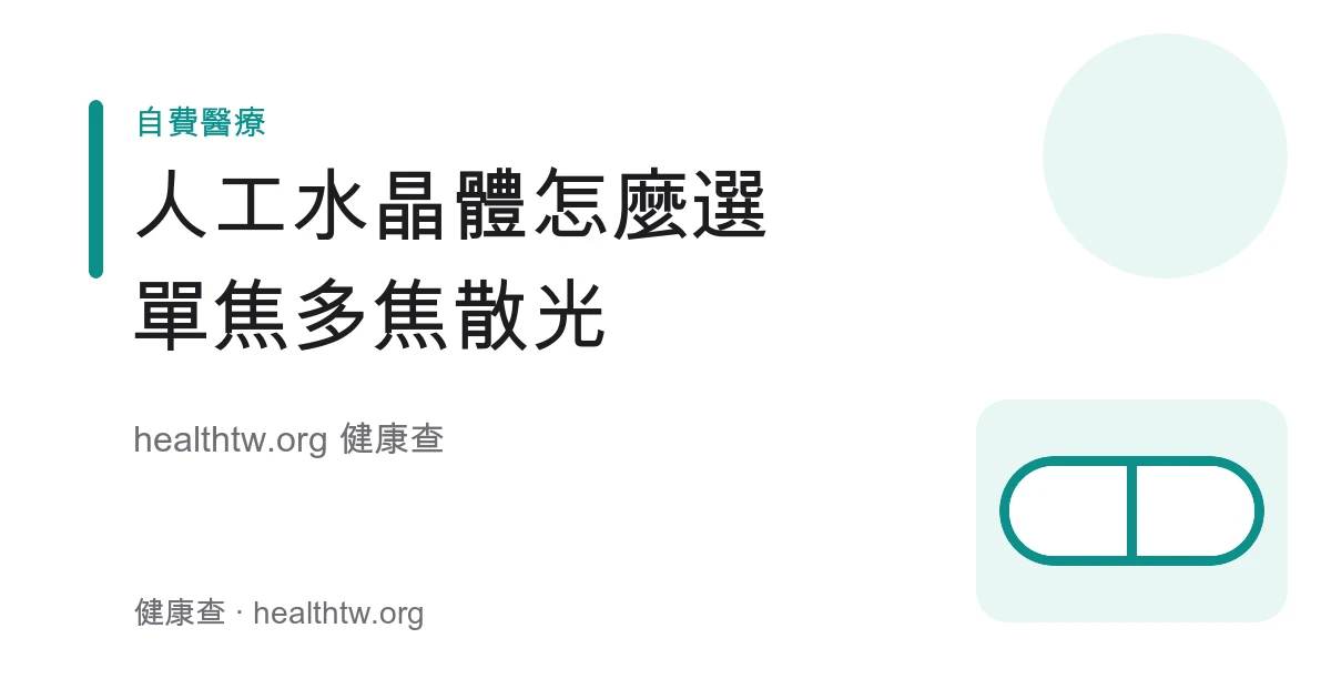 白內障人工水晶體單焦、多焦、散光矯正差別與適合對象比較衛教示意圖