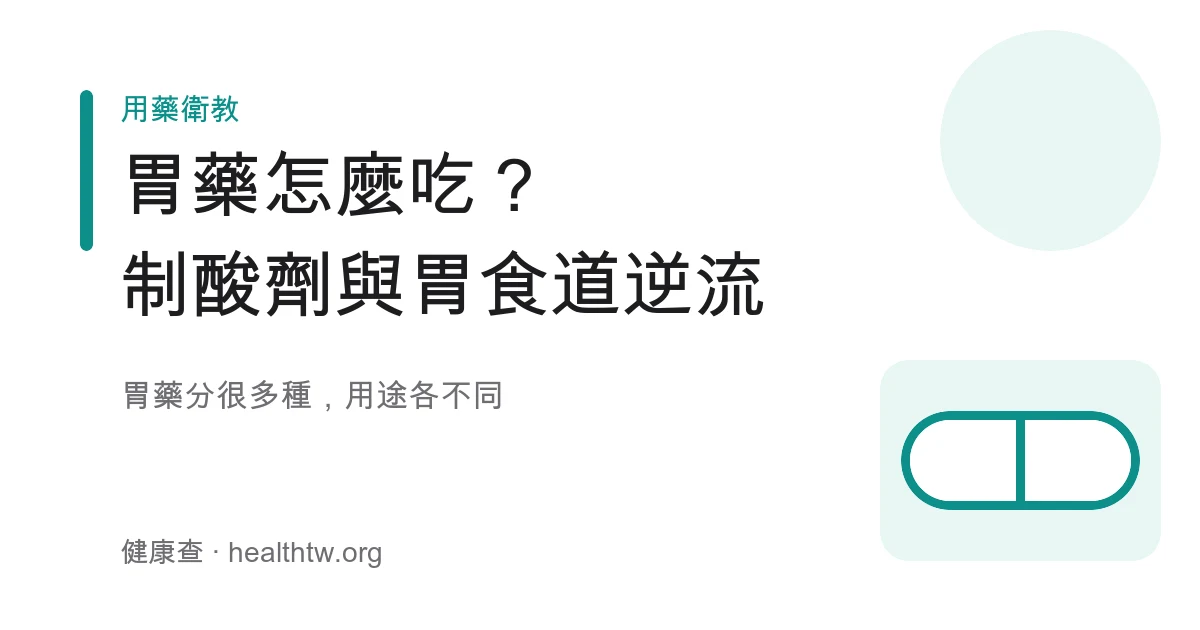 常見胃藥類別與制酸劑、胃食道逆流用藥示意圖
