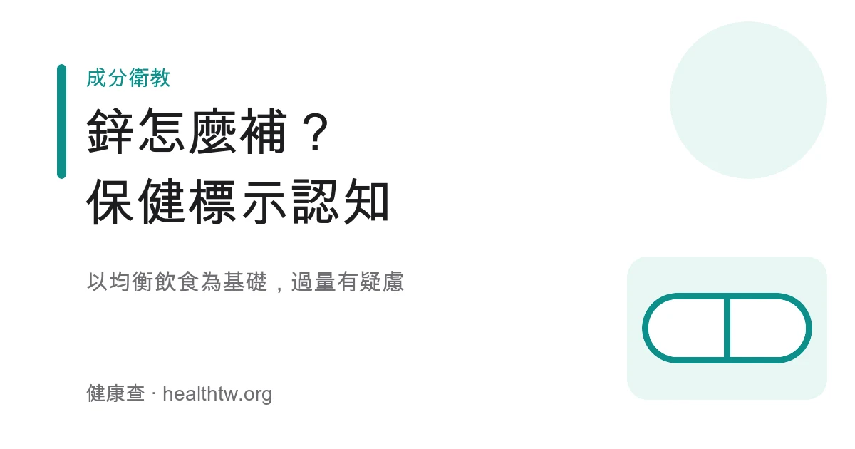 鋅保健食品標示與補充認知示意圖