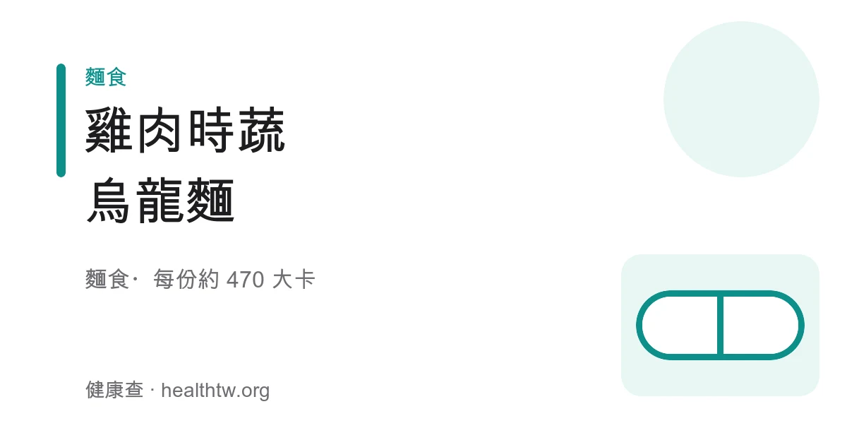一碗清湯烏龍麵鋪著雞肉片、香菇、紅蘿蔔與小白菜，湯面漂著蔥花